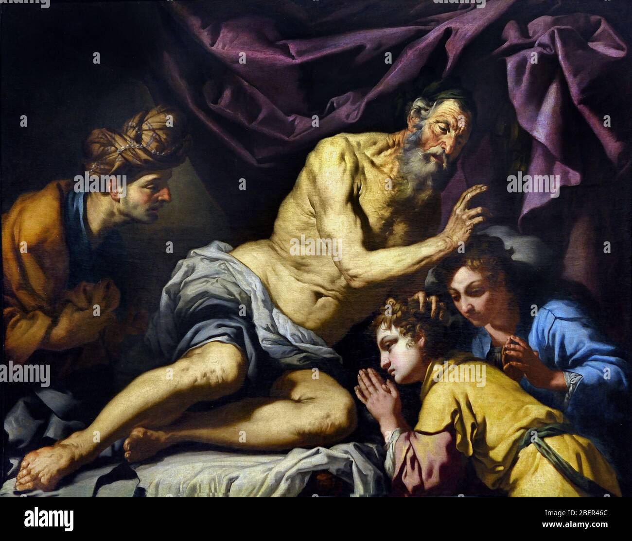 Jacob bénit les enfants de Joseph par Antonio Zanchi 1631 – 1722 peintre italien du baroque, Venise, Italie, italien. Banque D'Images Jacob bénit les enfants de Joseph par Antonio Zanchi 1631 – 1722 peintre italien du baroque, Venise, Italie, italien. Banque D'Images