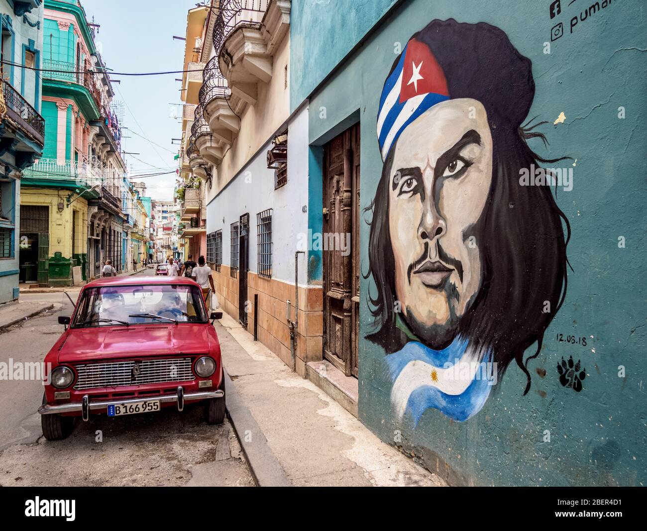 Che Guevara Peinture murale, Centro Habana, la Havane, la province de la Habana, Cuba Banque D'Images