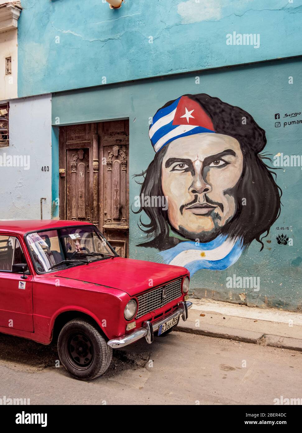 Che Guevara Peinture murale, Centro Habana, la Havane, la province de la Habana, Cuba Banque D'Images