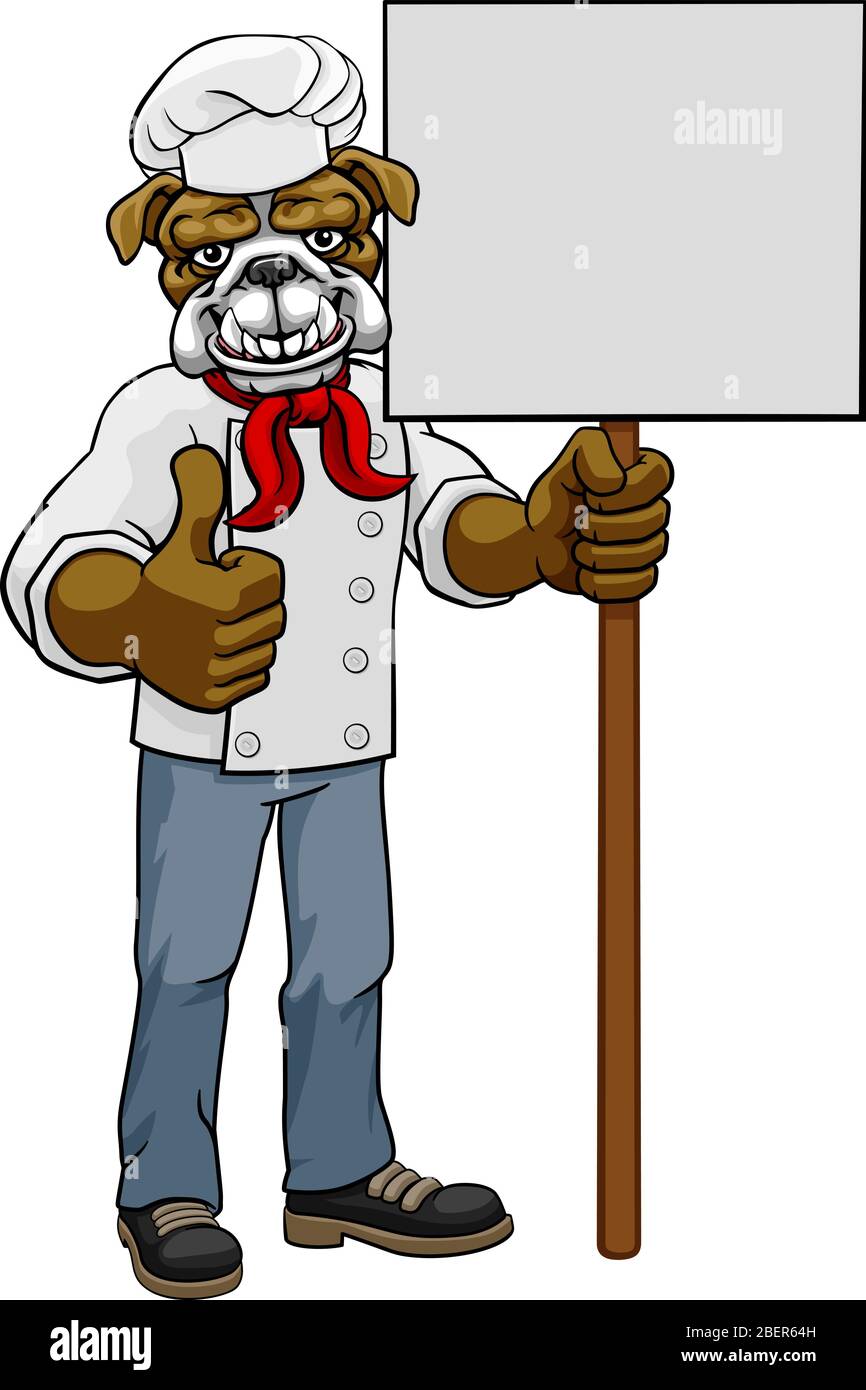 Restaurant Chef Bulldog Cartoon Mascot Sign Illustration de Vecteur
