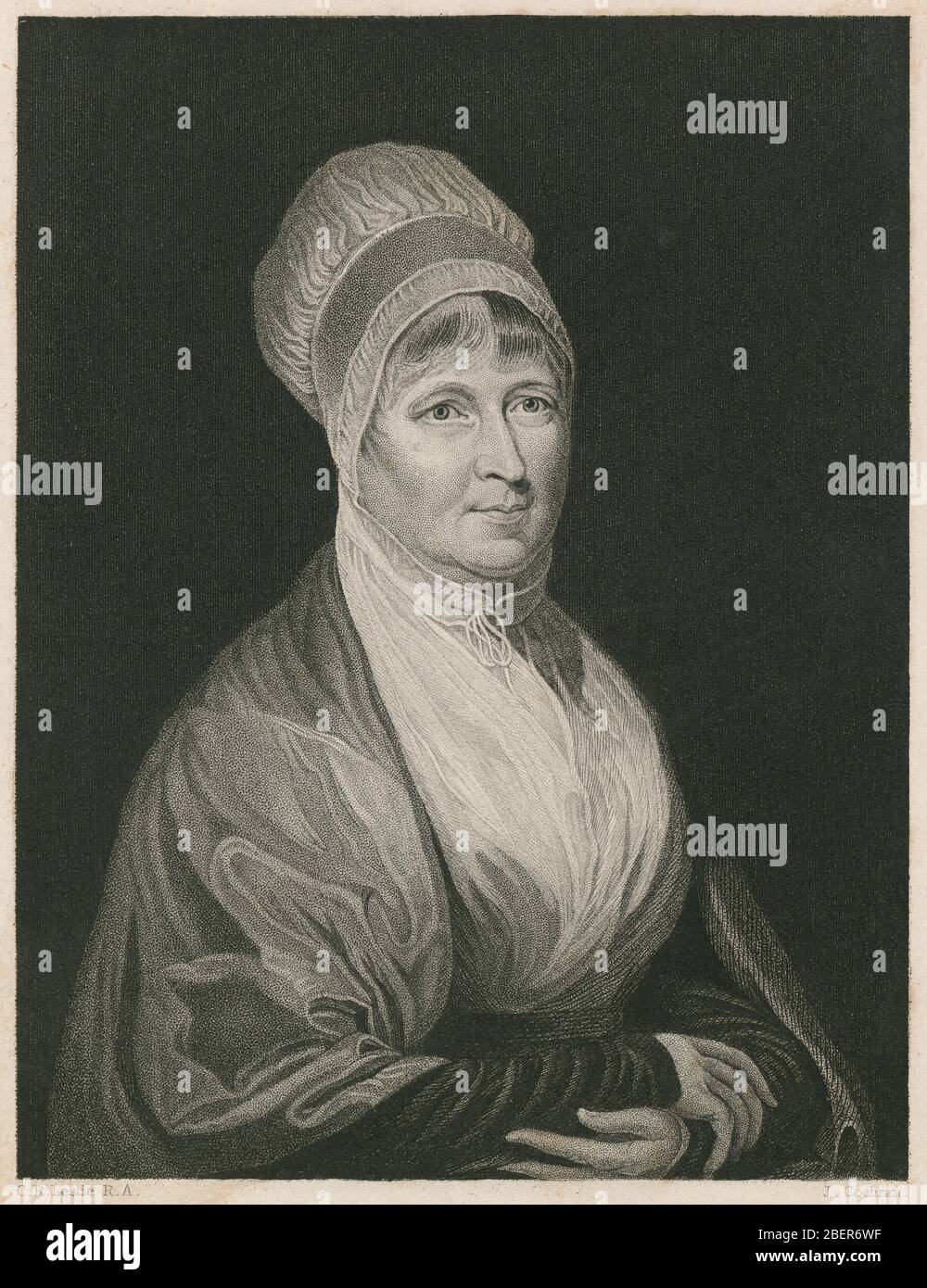 Gravure ancienne, Elizabeth Fry. Elizabeth Fry (1780-1845), souvent appelée Betsy Fry, était une réformateur de prison anglaise, réformateur social et, en tant que Quaker, philanthrope chrétien. SOURCE: GRAVURE ORIGINALE Banque D'Images