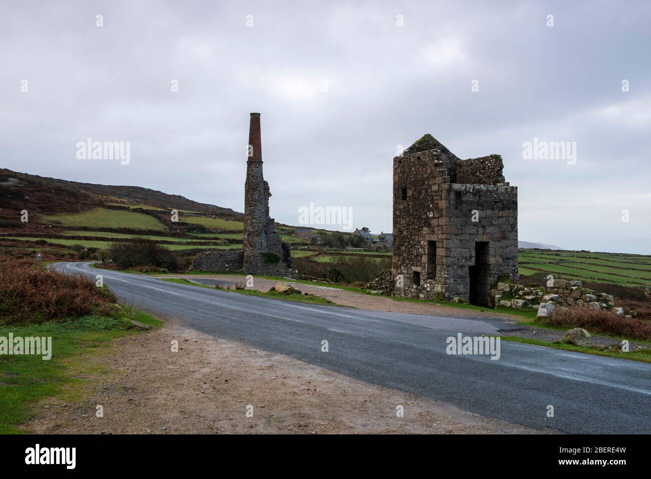 Botallack Mine et Count House car Park, Cornwall Angleterre Royaume-Uni Banque D'Images