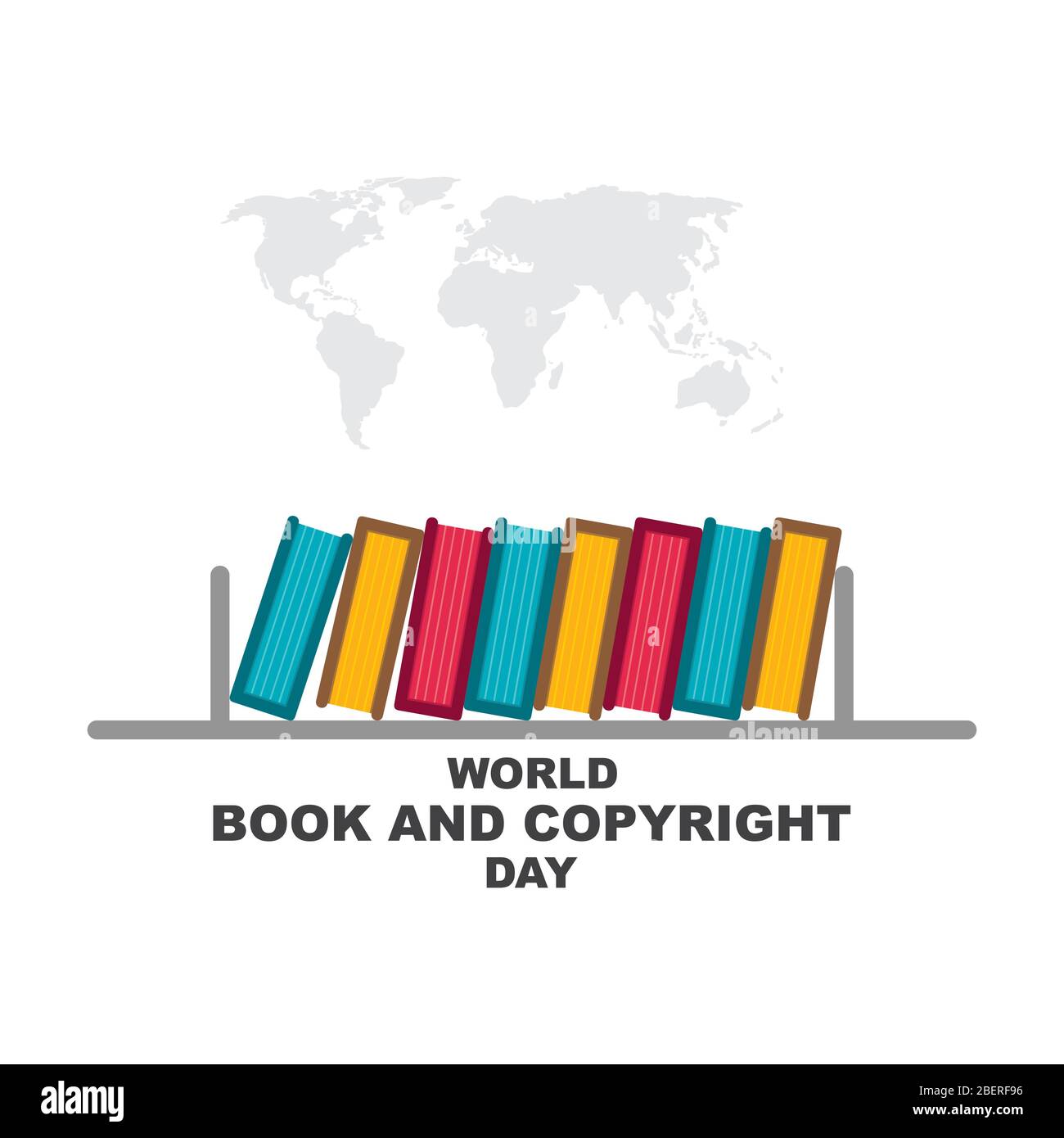 Illustration vectorielle du livre mondial et de la journée du copyright. Illustration plate de la journée mondiale du livre avec des livres colorés organiser sur soi Illustration de Vecteur