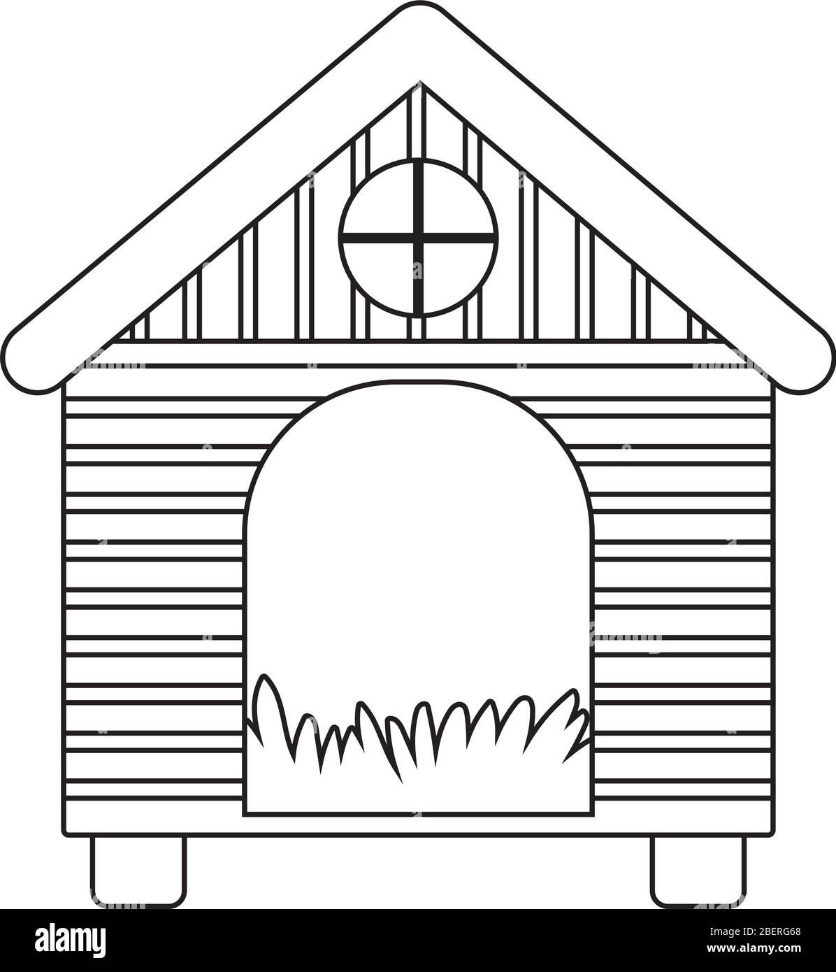 icône isolée de la ferme de poules en bois sur fond blanc illustration vectorielle style de ligne Illustration de Vecteur