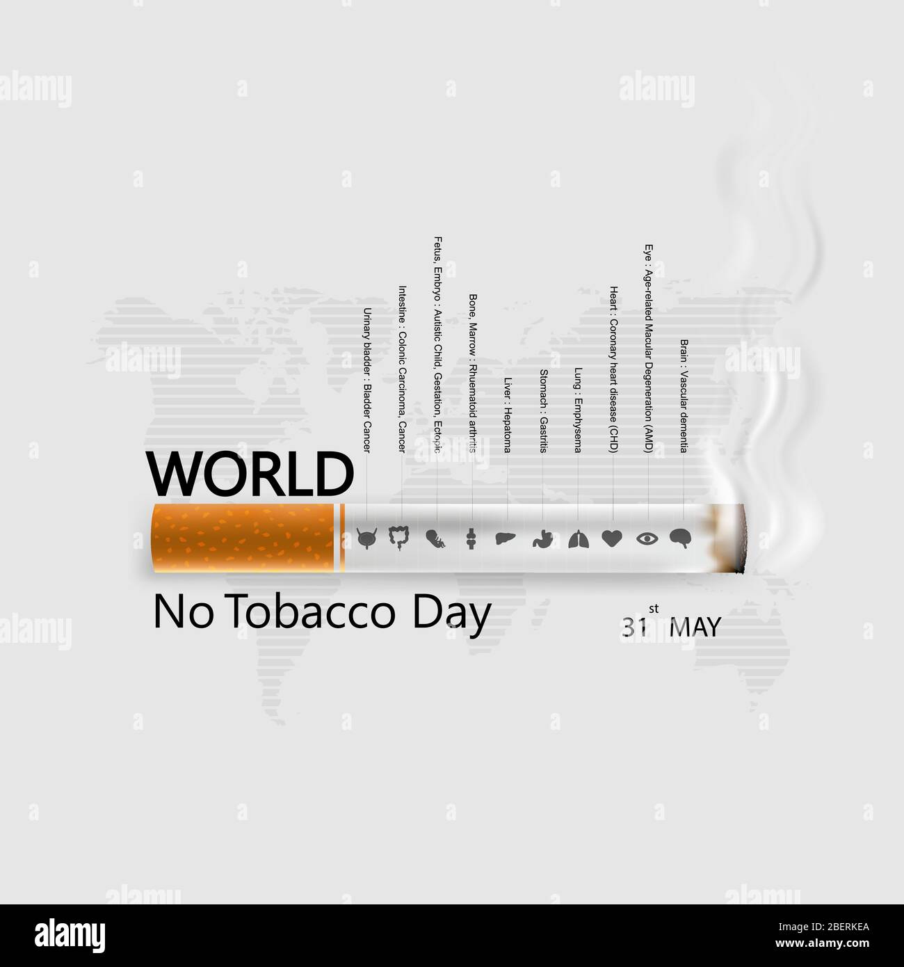 World No Tobacco Day infographie background design.World No Smoking Day typographique design elements.May 31 World no Tobacco day.No Smoking Day Awa Illustration de Vecteur