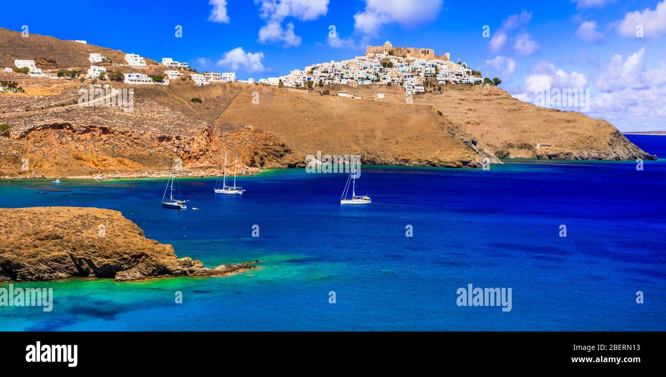Impressionnante île d'Astypalea, vue panoramique, Dodécanèse, Grèce. Banque D'Images