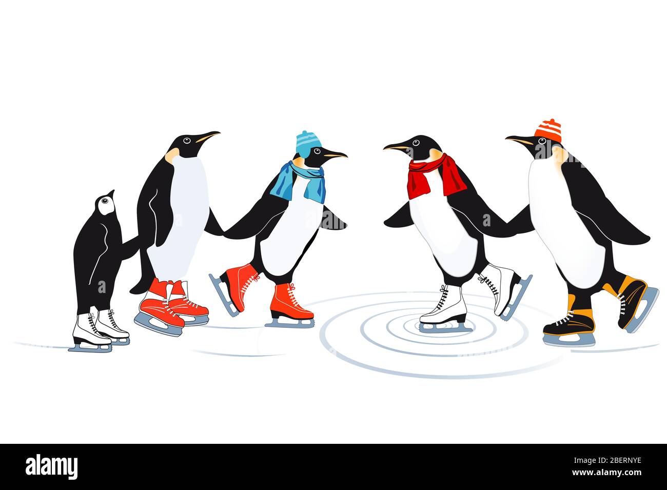 Penguins patinage sur glace - illustration vectorielle Illustration de Vecteur