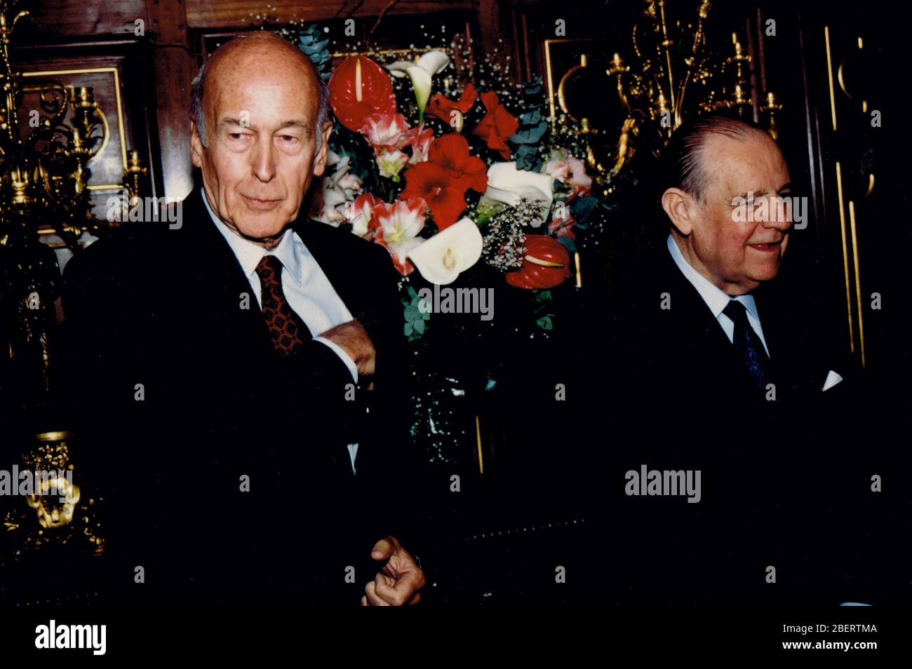 Valery Giscard d'Estaing et Raymond barre, Lyon 90, France Banque D'Images