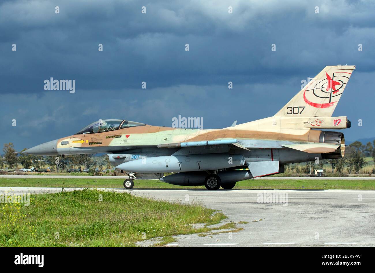 Force aérienne israélienne F-16 lors de l'exercice Iniohos 2018, Grèce. Banque D'Images