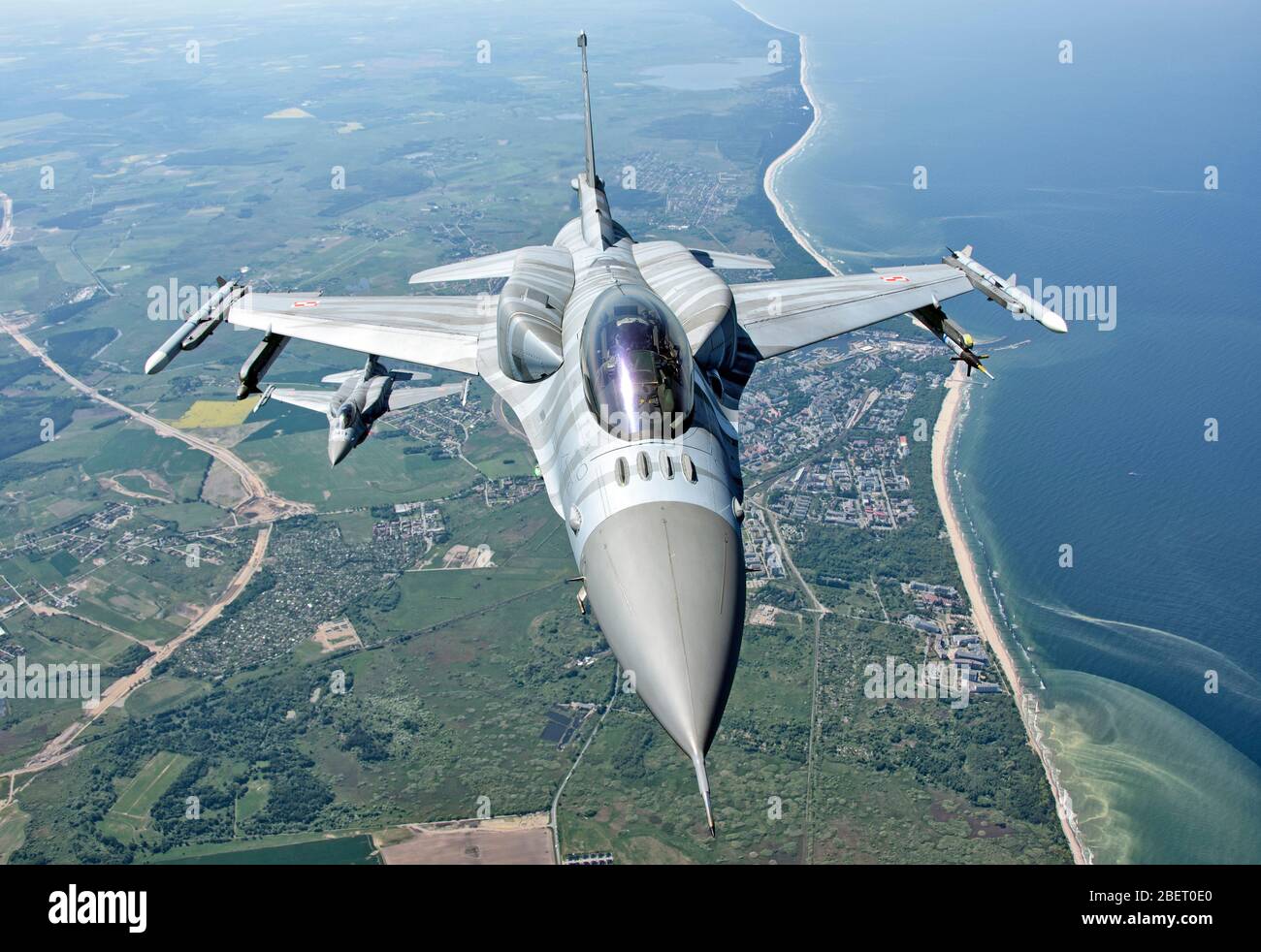 Force aérienne polonaise F-16 lors de l'exercice OTAN Tiger Meet. Banque D'Images