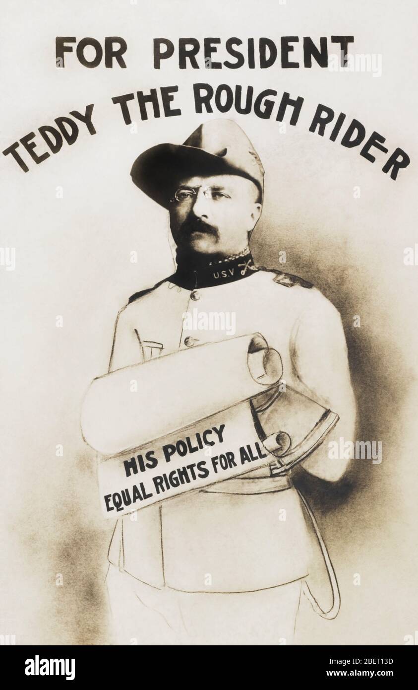 Affiche de campagne vintage de Theodore Roosevelt. Banque D'Images