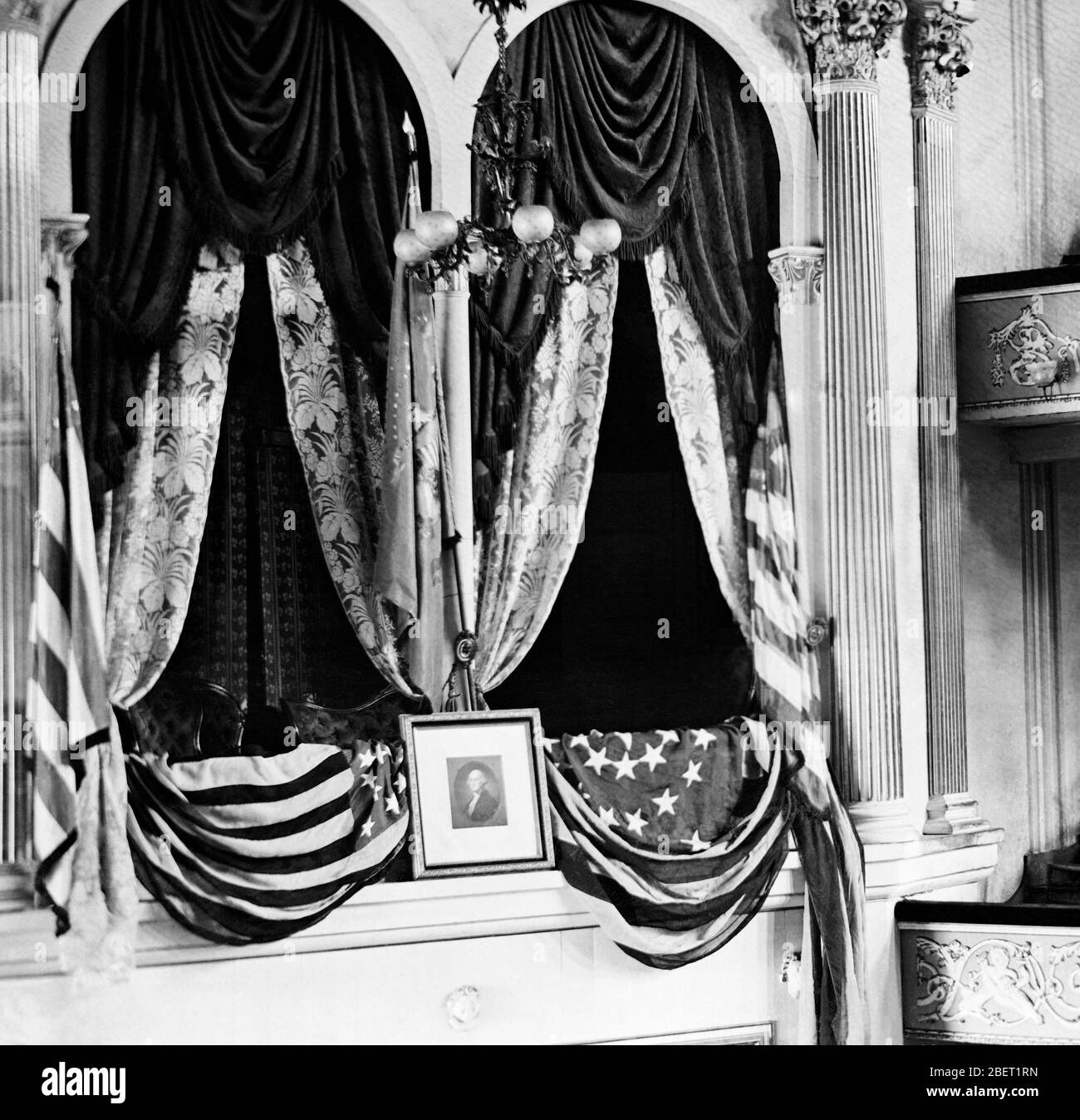 La boîte au Ford's Theatre où le président Abraham Lincoln a été assassiné. Banque D'Images
