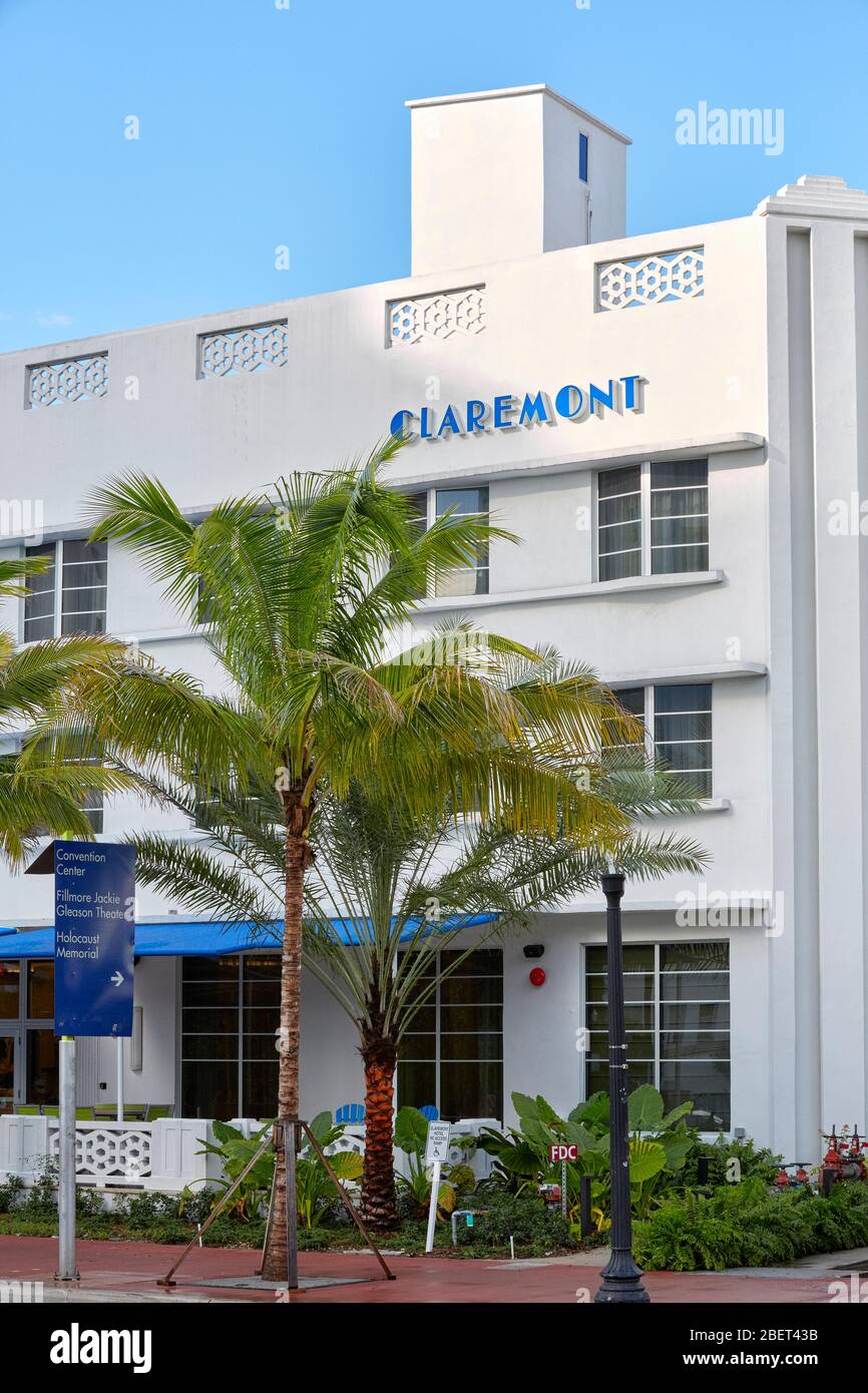 Le Premier Hotel Claremont sur Collins Ave à South Beach, Miami, Floride, États-Unis Banque D'Images
