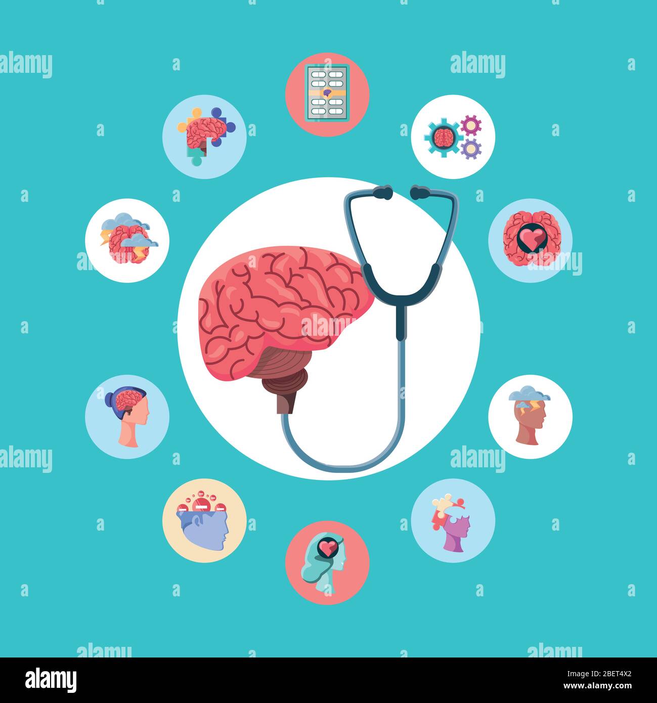 ensemble d'icônes conception d'illustration vectorielle de santé mentale Illustration de Vecteur