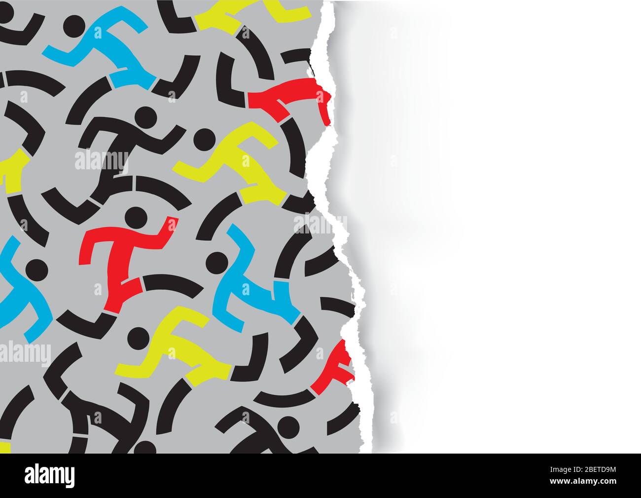 Exécution d'icônes de personnes sur fond de papier déchiré. Illustration des symboles des athlètes de course à pied arrière-plan. Place pour votre texte ou votre image.vecteur disponible Illustration de Vecteur