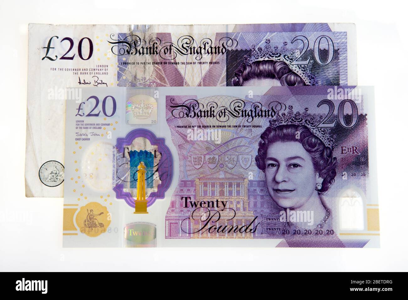 New 2020 British – vingt livres et vieux papiers Banque D'Images