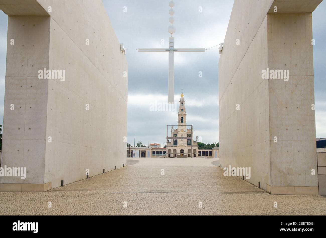 Portugal, Église de Fatima, vue sur la basilique de la Vierge Marie Rosaire de Fatima, sanctuaire de notre Dame de Fatima Banque D'Images