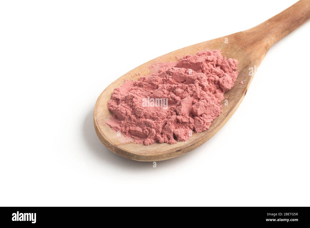 Poudre d'acai brésilien. Poudre rose isolée sur fond blanc Banque D'Images