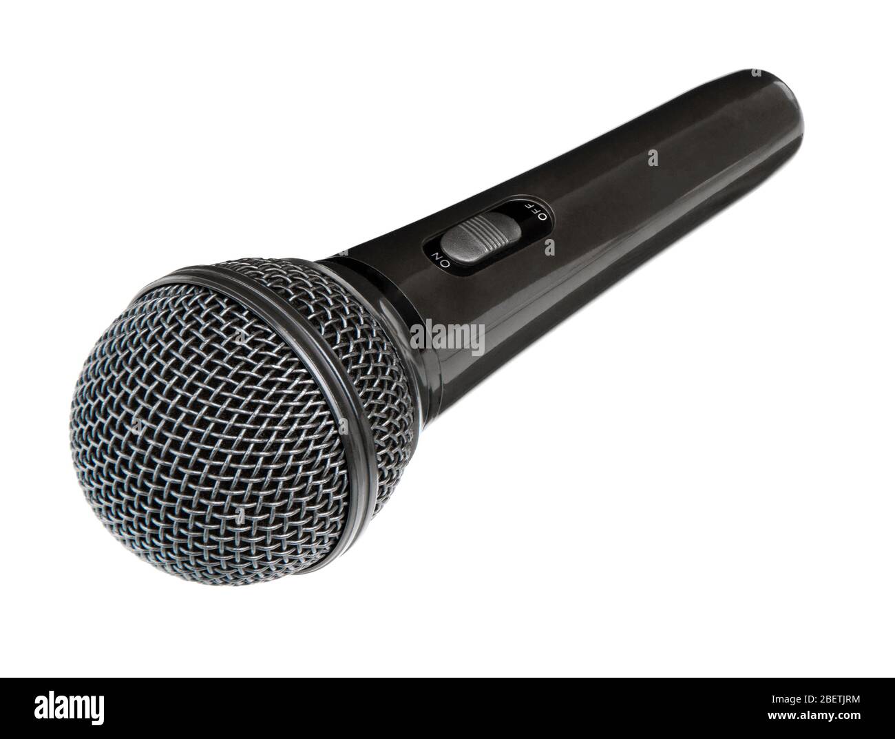 Microphone isolé sur fond blanc. Micro sans fil. Concept de haut-parleur. Banque D'Images