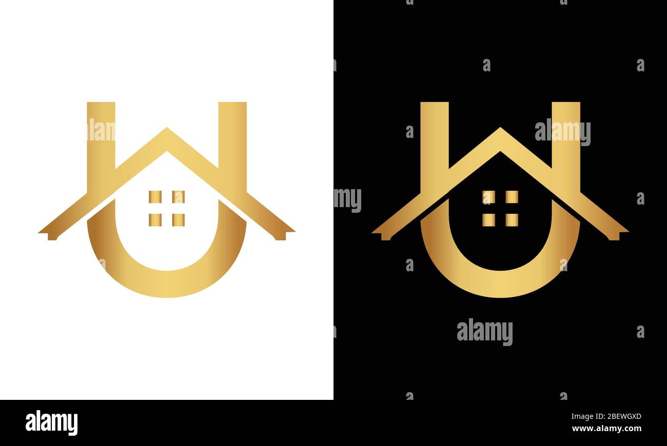 Lettre U logo de forme de toit. Logo immobilier Illustration de Vecteur