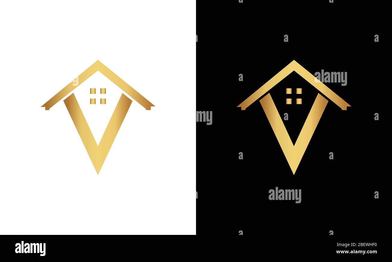 Lettre V logo de forme de toit. Logo immobilier Illustration de Vecteur