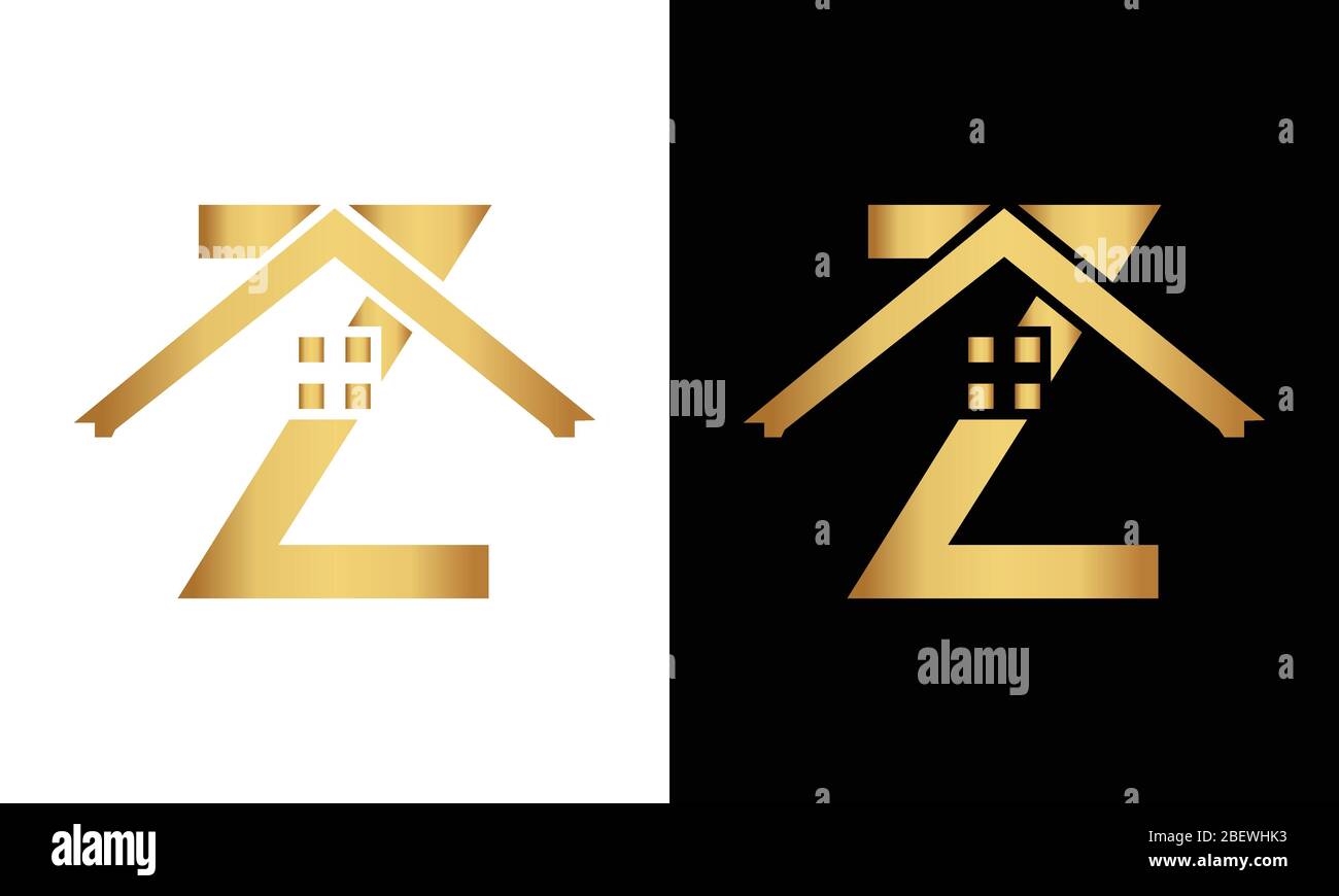 Lettre Z logo de forme de toit. Logo immobilier. Illustration de Vecteur