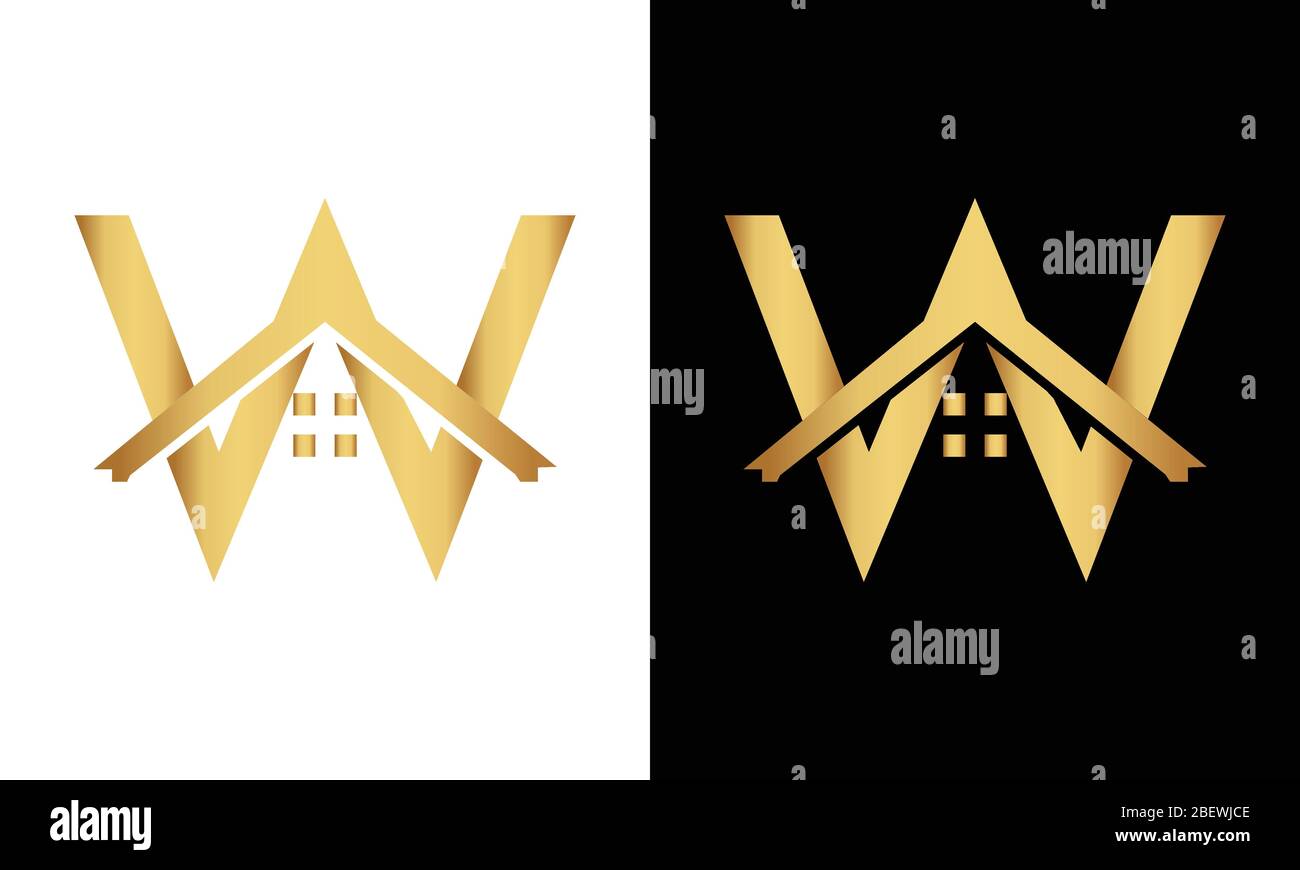 W logo en forme de toit. Logo immobilier Illustration de Vecteur