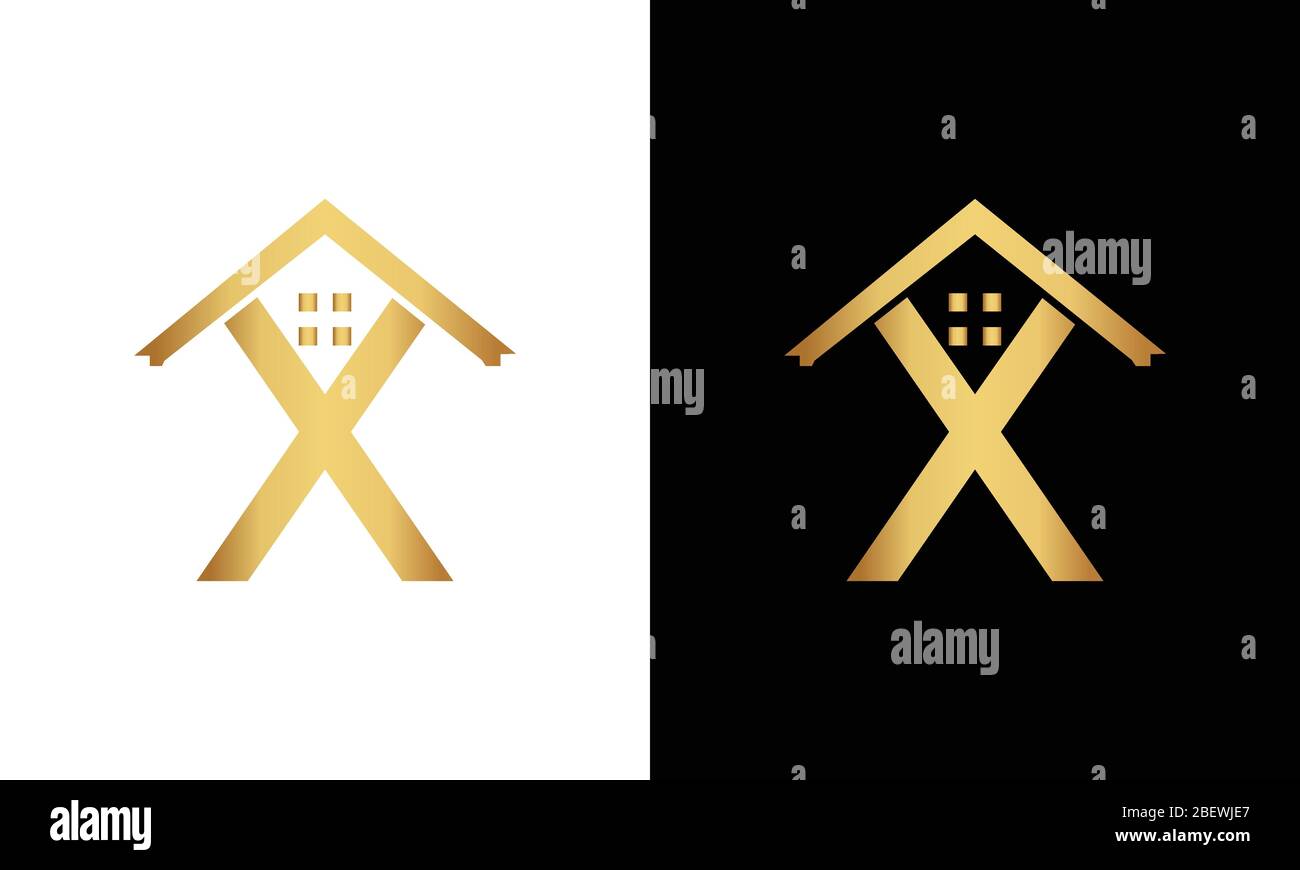 Logo en forme de toit à lettre X. Logo immobilier. Illustration de Vecteur