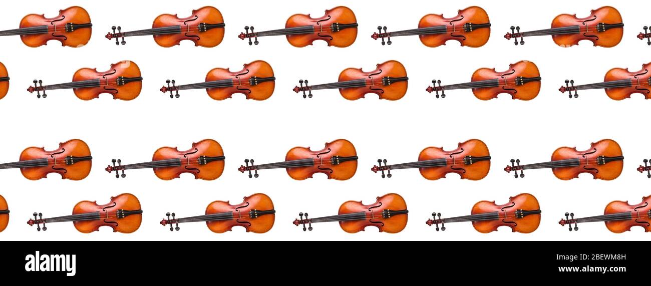 Motif transparent pour violon sur fond blanc. Instrument de musique pour violon à motif transparent. Concept minimaliste de la musique. Imprimé violon Banque D'Images