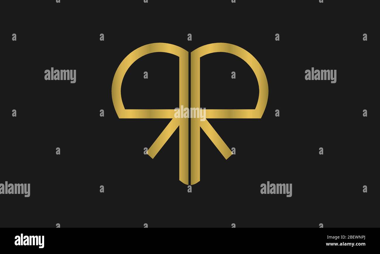 Logo emblématique lettre R ou lettre RR en forme de coeur, logo pour invitation de mariage, nom de mariage et nom d'entreprise. Illustration de Vecteur