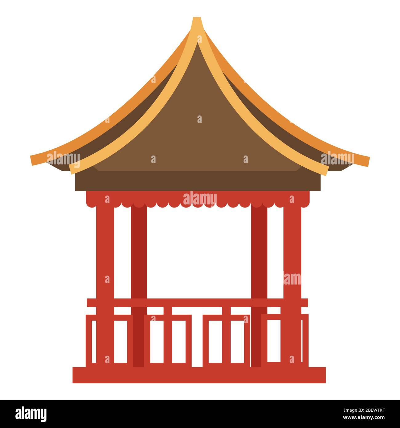 Architecture chinoise du temple avec colonnes et toit Illustration de Vecteur