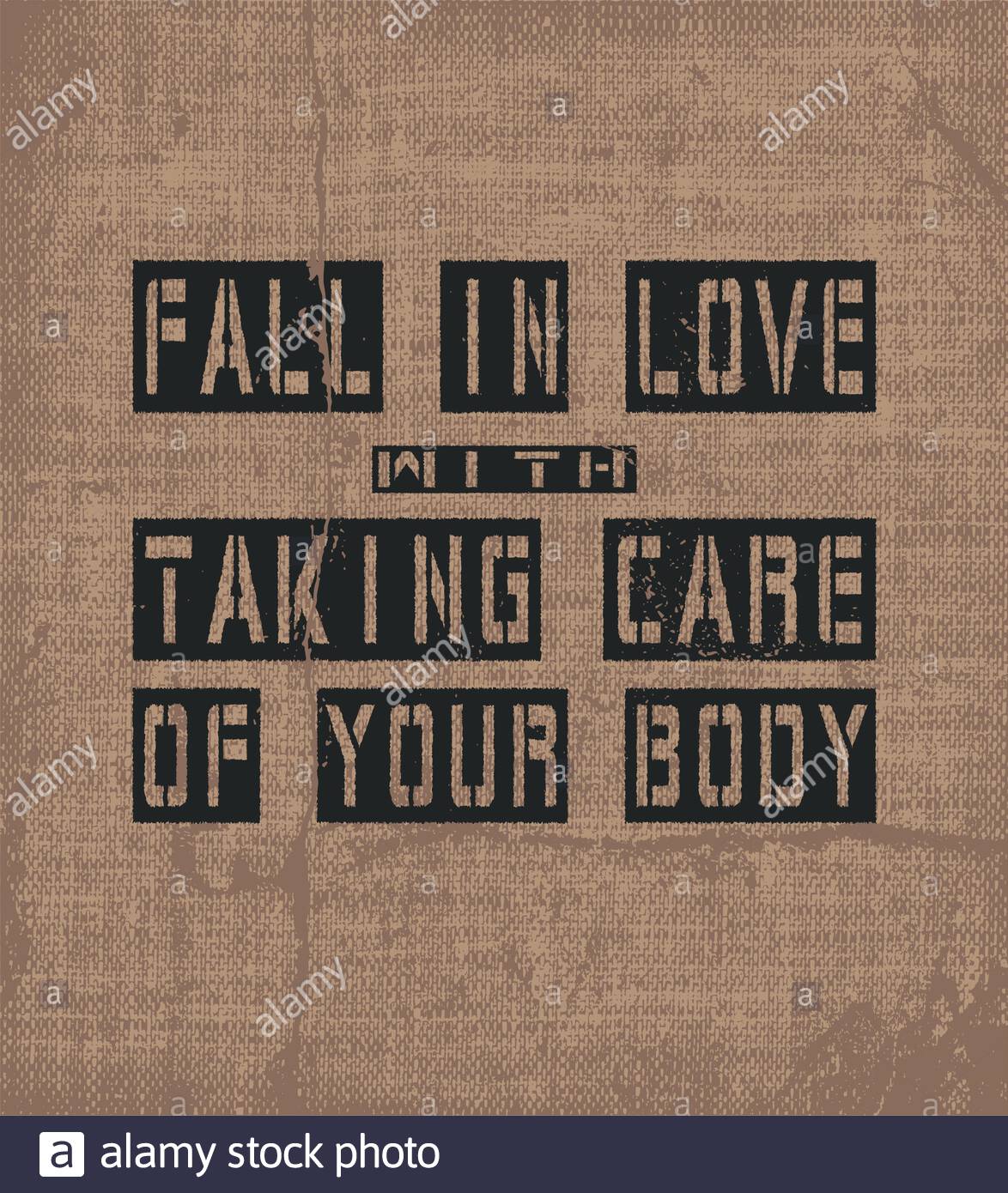 Citation De Motivation Inspirant Avec Texte Automne Dans L Amour Avec Prendre Soin De Votre Corps Motif Poster Et T Shirt Vectoriel Carte Vintage Avec Distractions Image Vectorielle Stock Alamy