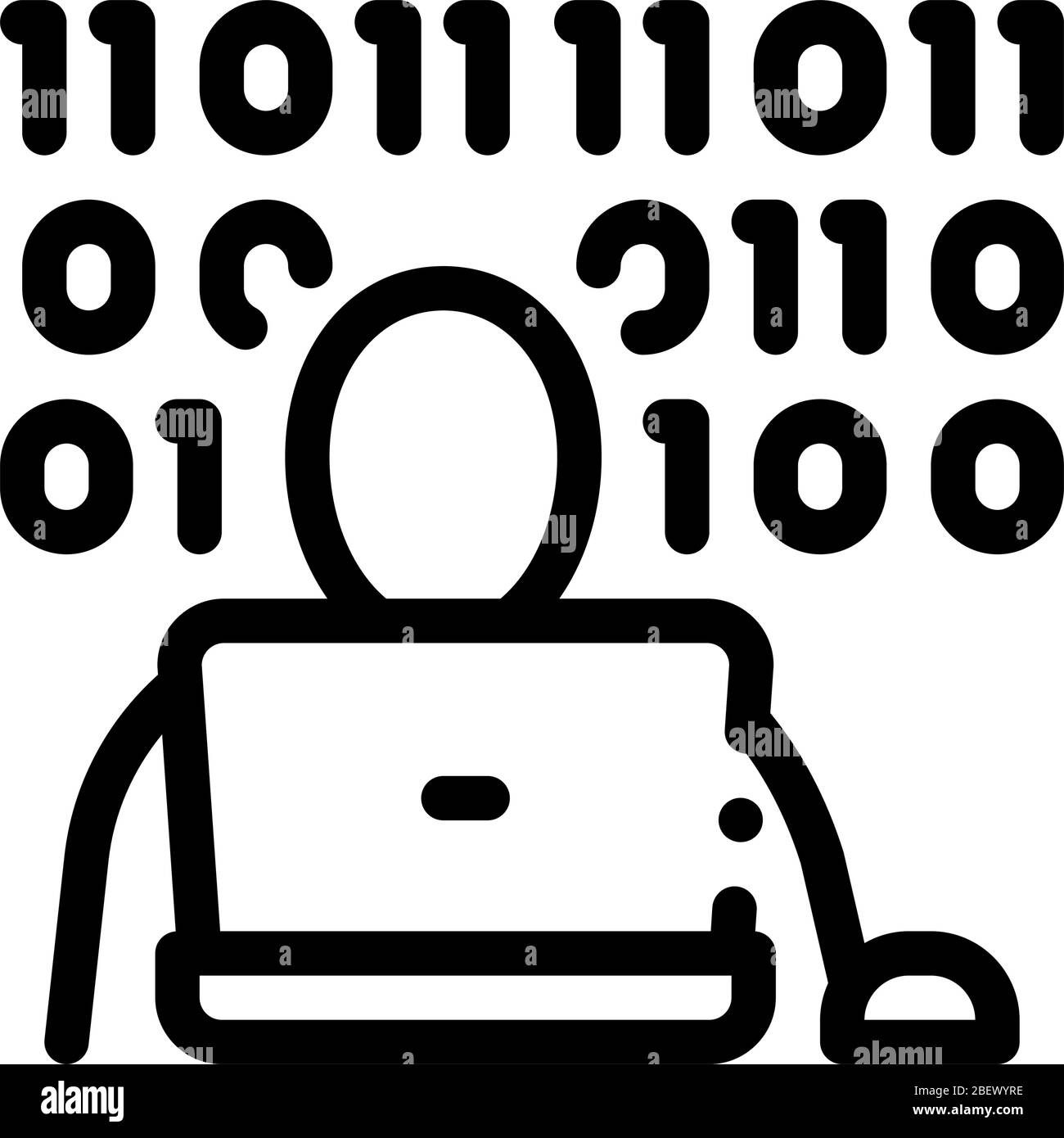 illustration du contour vectoriel de l'icône de code binaire Illustration de Vecteur