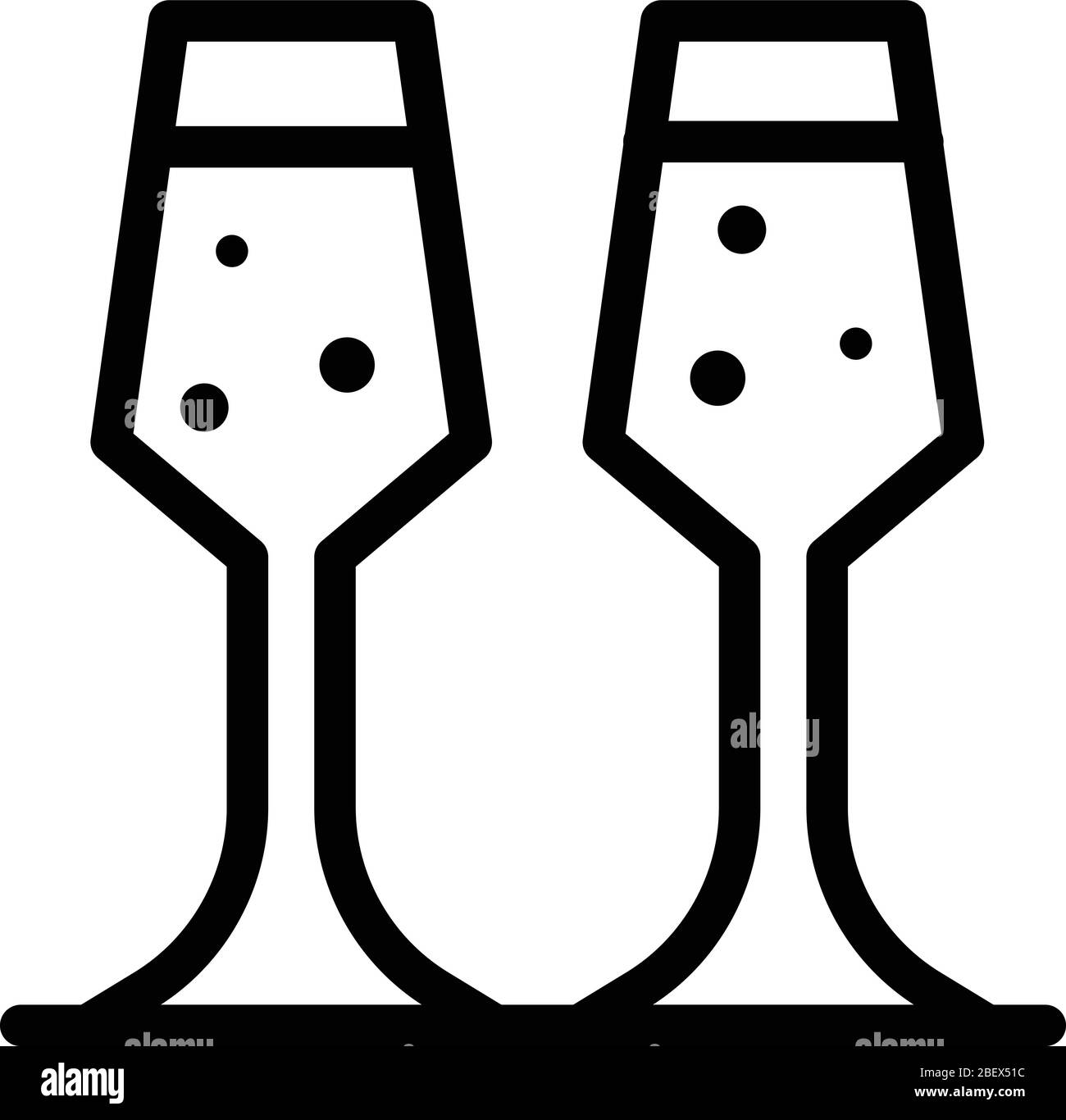Deux flûte icône lunettes, style contour Illustration de Vecteur