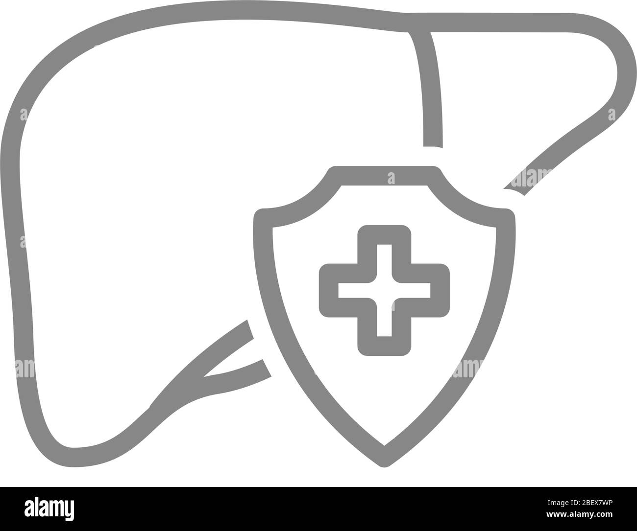 Icône de ligne hépatique protégée. Traitement, premiers soins pour le symbole de la maladie digestive d'organe Illustration de Vecteur