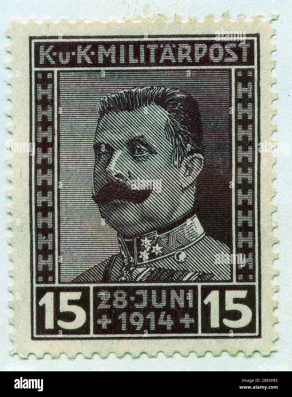 Franz Ferdinand Archduke, Autriche, sur timbre-poste militaire Banque D'Images