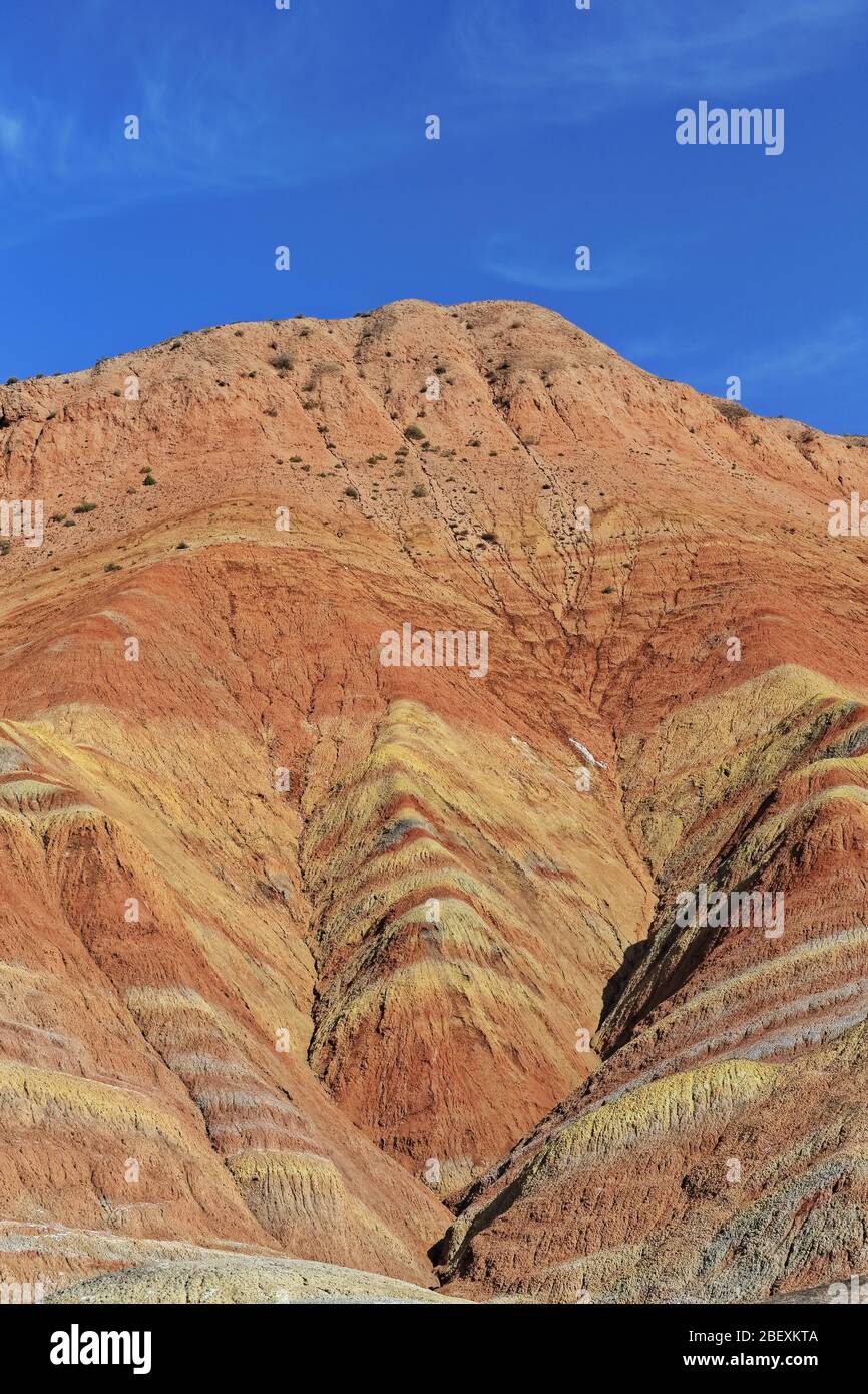 Relief coloré de la route touristique. Zhangye-Danxia Qicai Scenic Spot-Gansu-Chine-0815 Banque D'Images