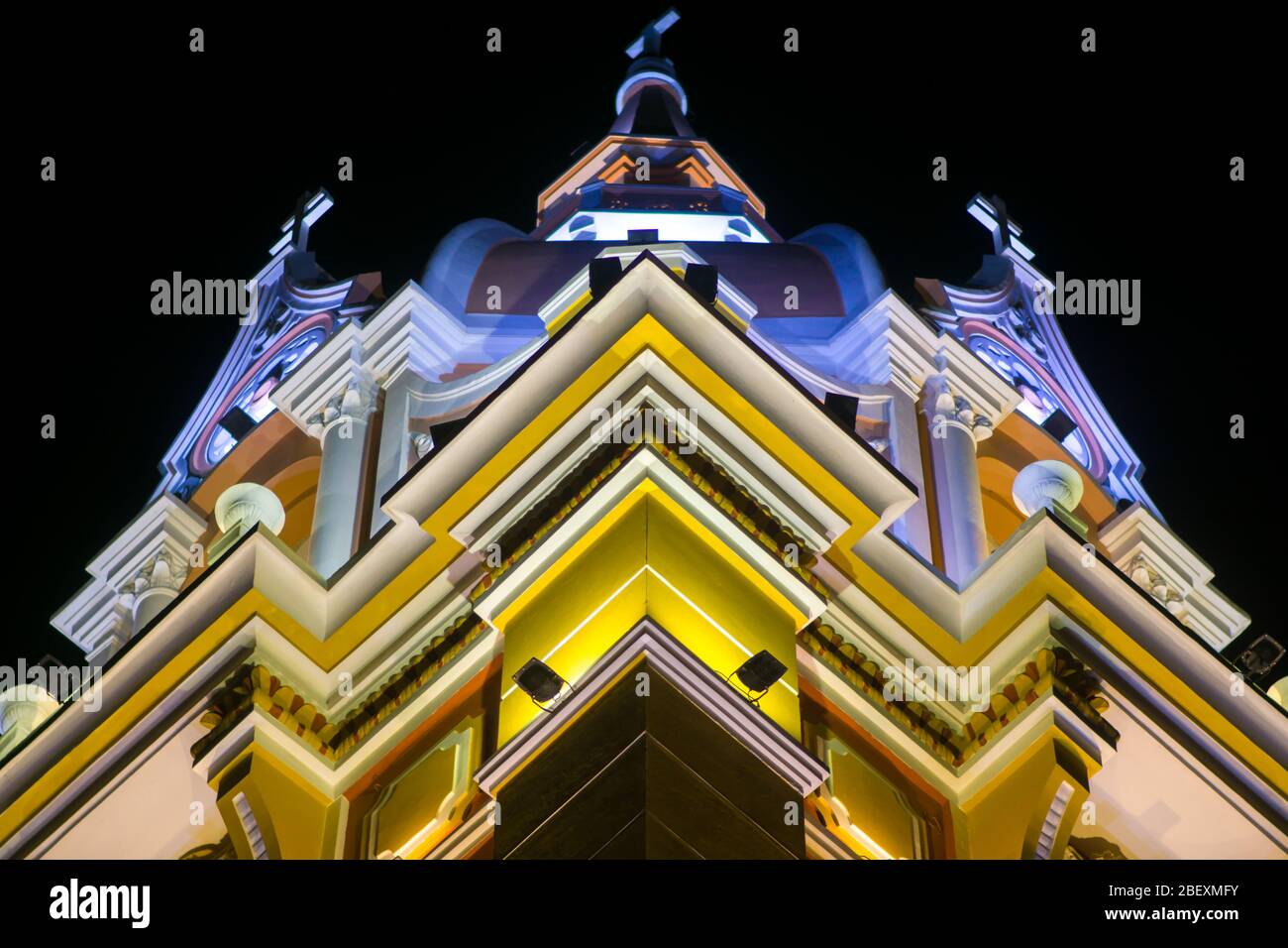 vue inhabituelle sur la cathédrale de carthagène colombie, vue sur la vieille ville Banque D'Images