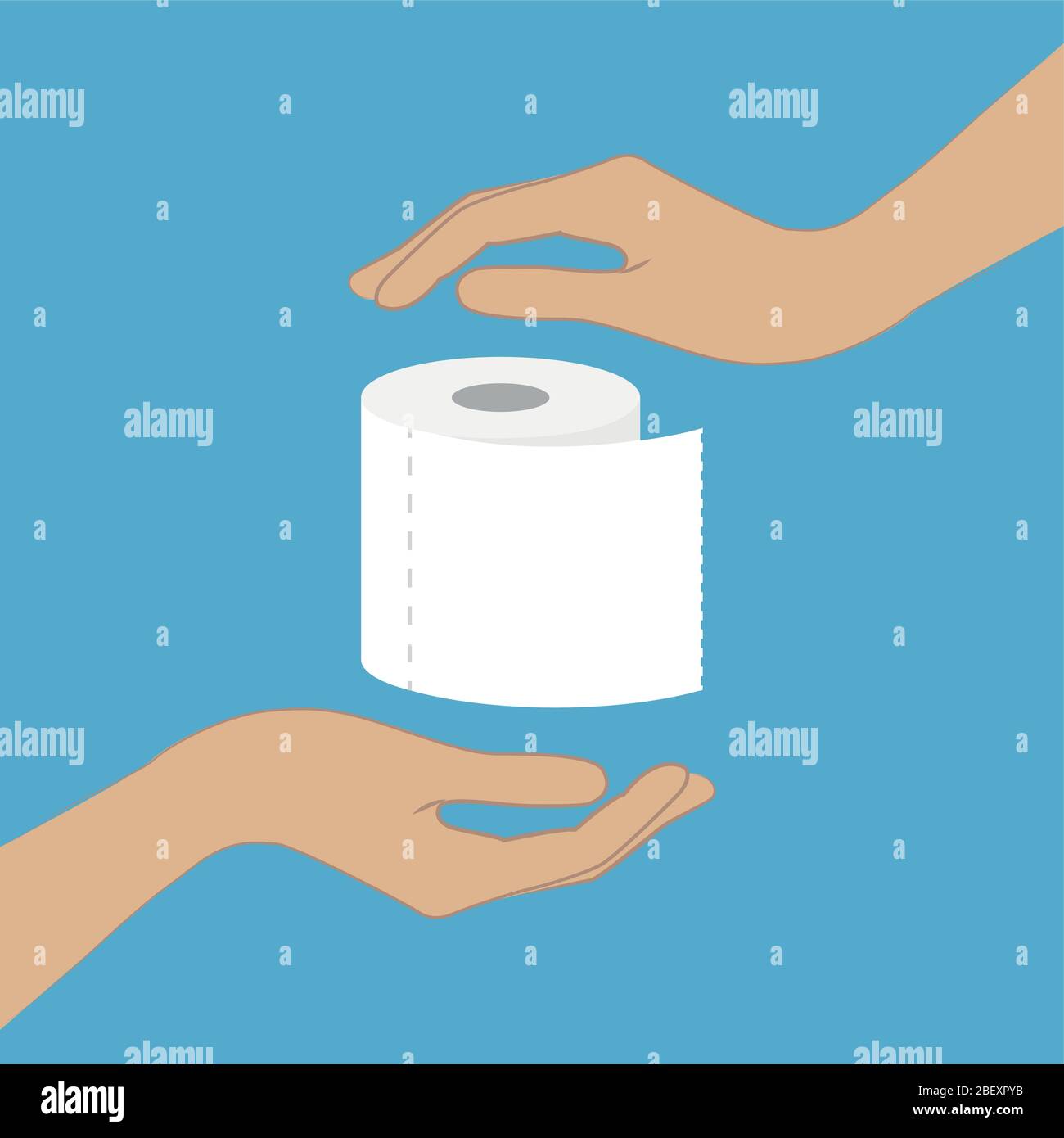 Rouleau de papier toilette entre les mains humaines illustration vectorielle EPS10 Illustration de Vecteur