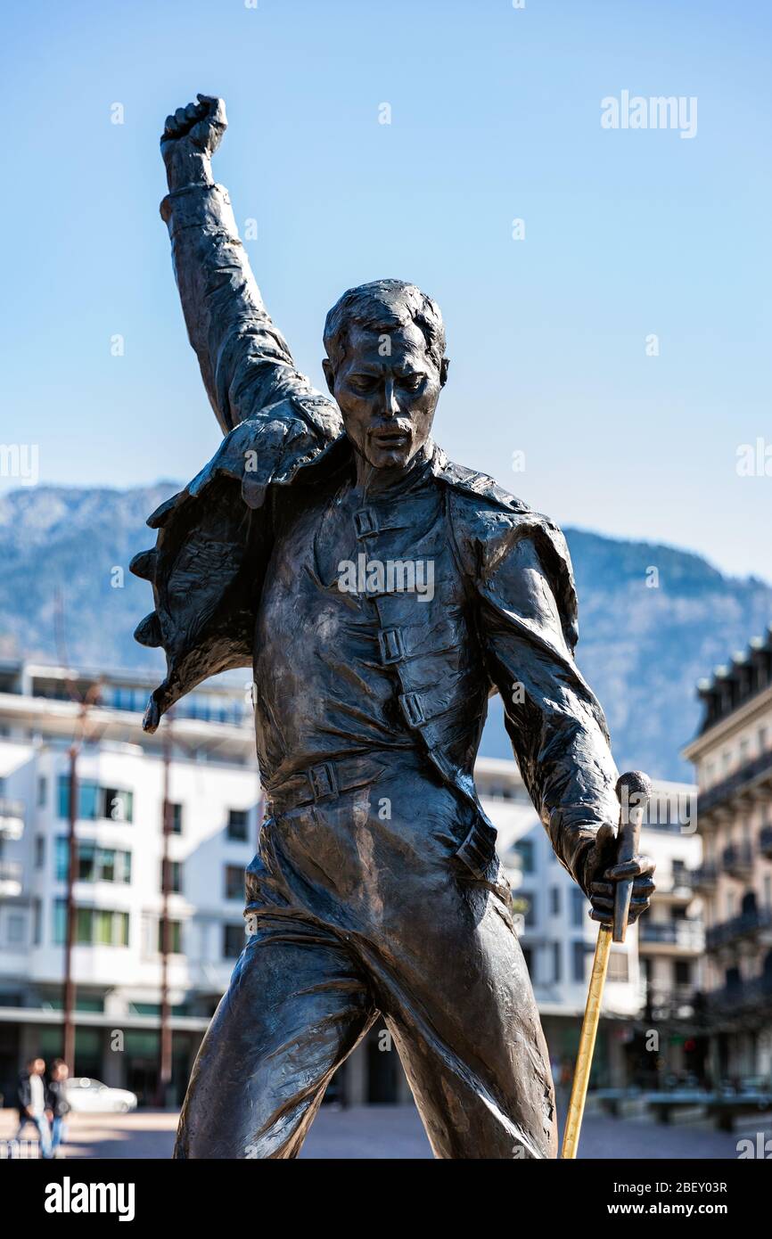 Statue de Freddie Mercury au bord du lac de Montreux, Suisse Banque D'Images