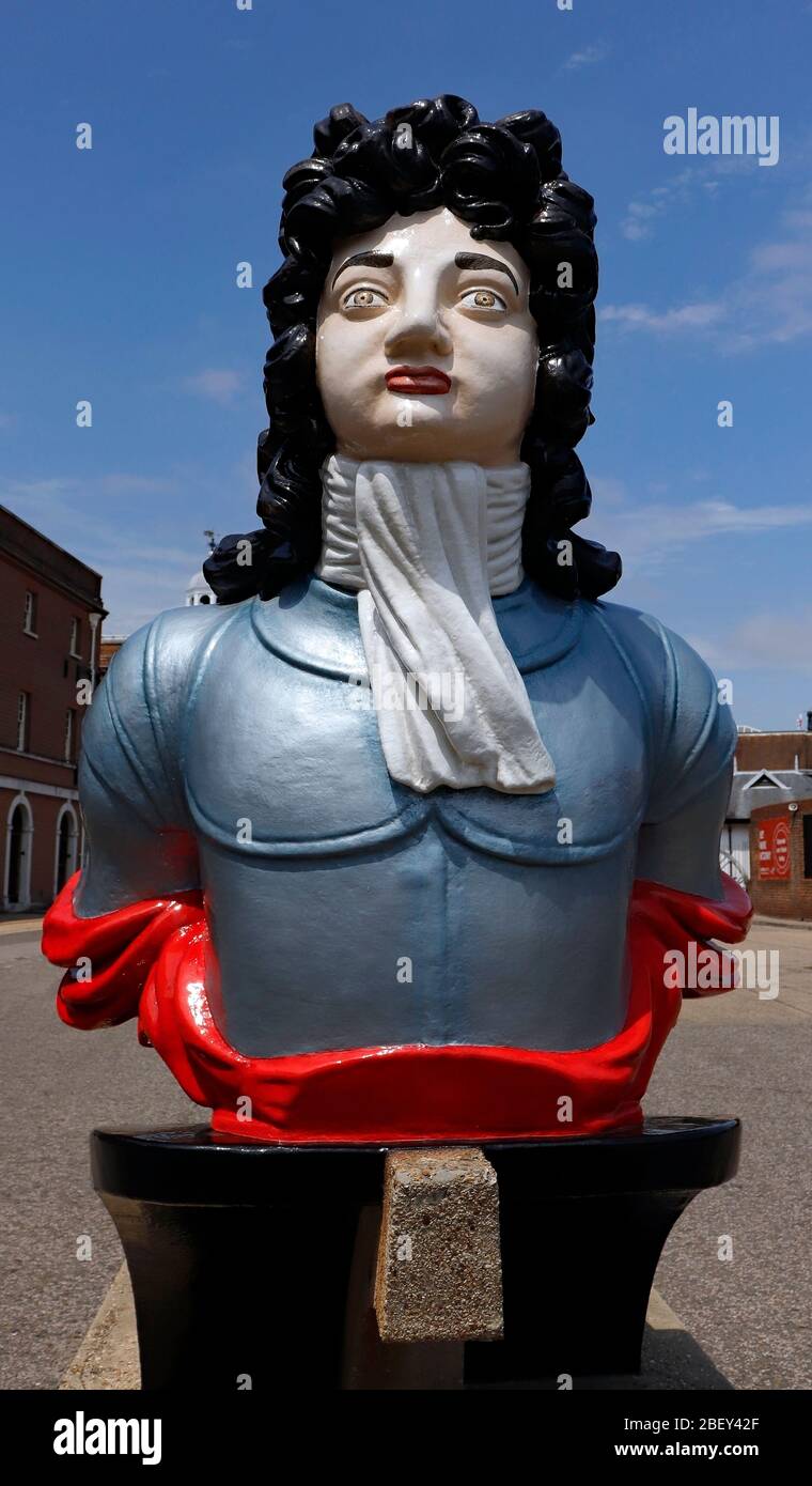 Tête de la figure des navires à Portsmouth Naval Dockyards. Banque D'Images