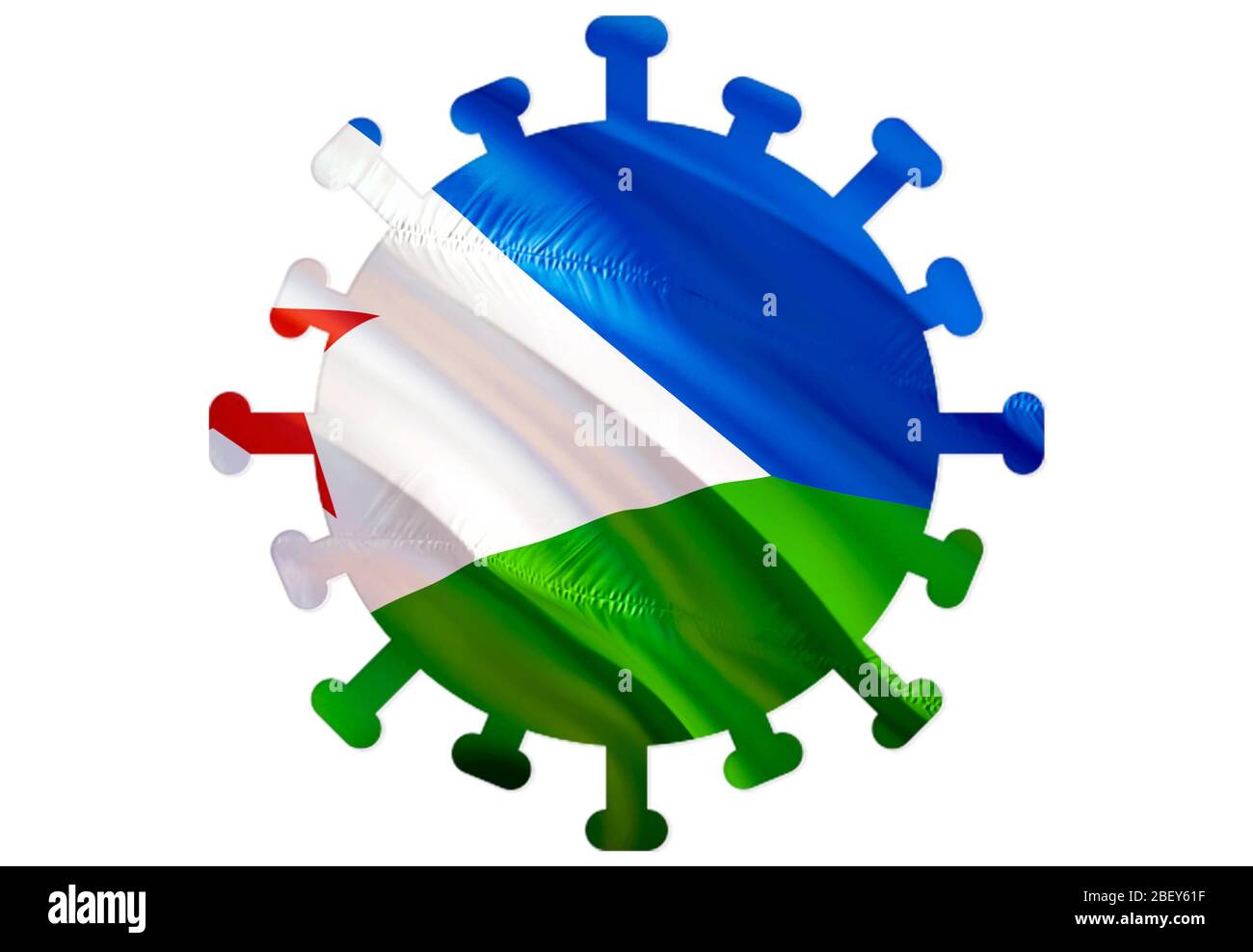 Symbole du coronavirus à Djibouti. Nouveau coronavirus (2019-nCoV). Concept de quarantaine du coronavirus SRAS-COV-2. Risque de coronavirus et infection à DDjibo Banque D'Images