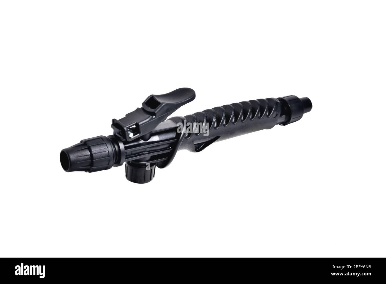 le connecteur noir du tuyau d'arrosage isole le gros plan Banque D'Images