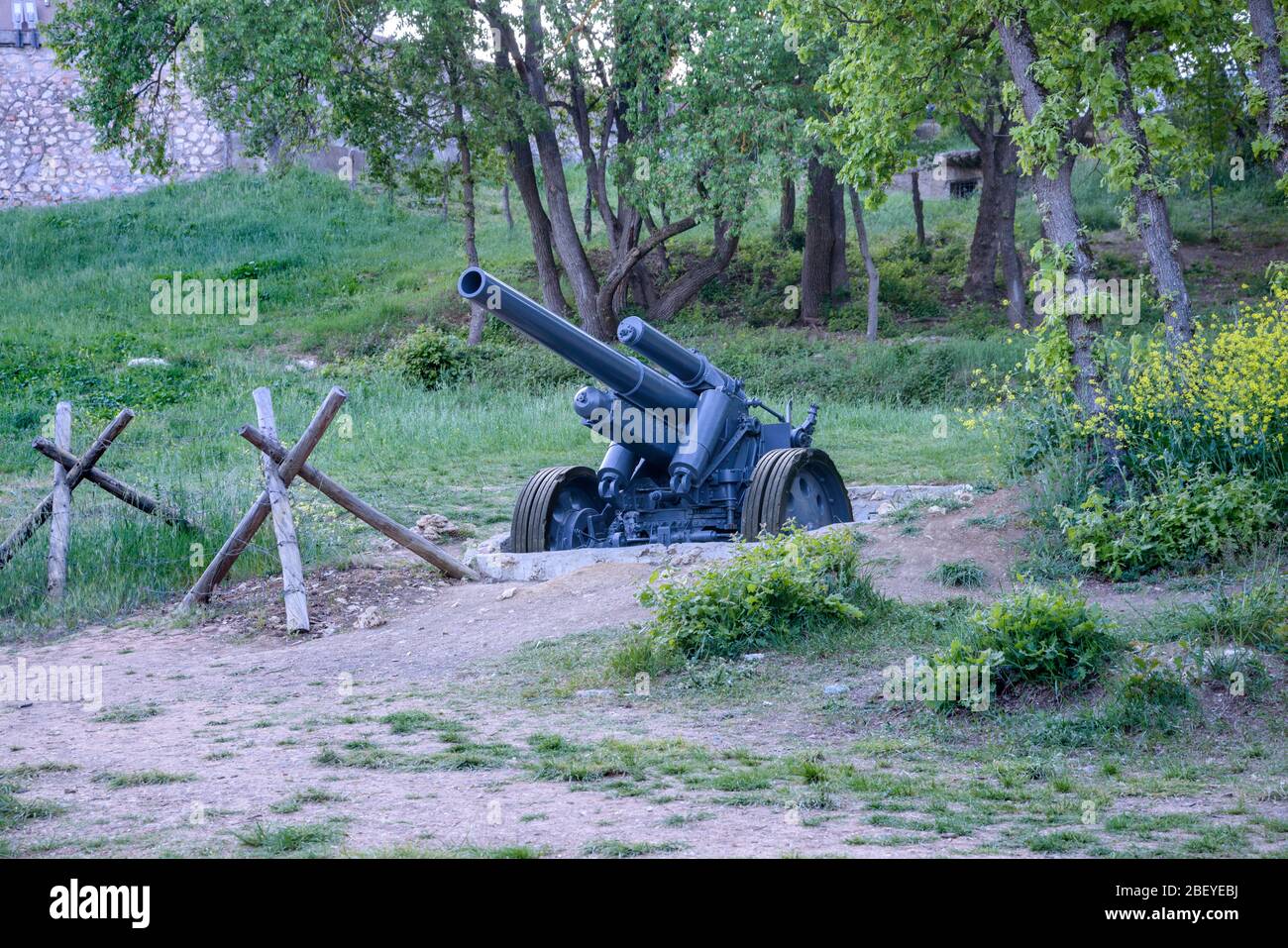 Positions d'artillerie sur la montagne de Sadun. Sébastopol. Banque D'Images