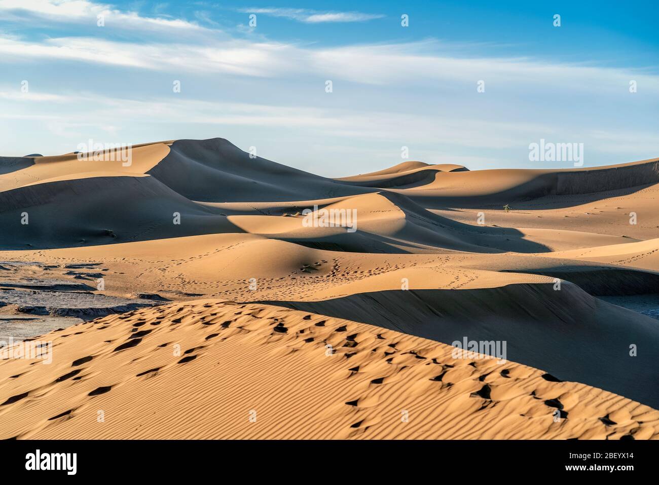 Beau paysage de dunes de sable du désert du Sahara, Maroc, Afrique Banque D'Images