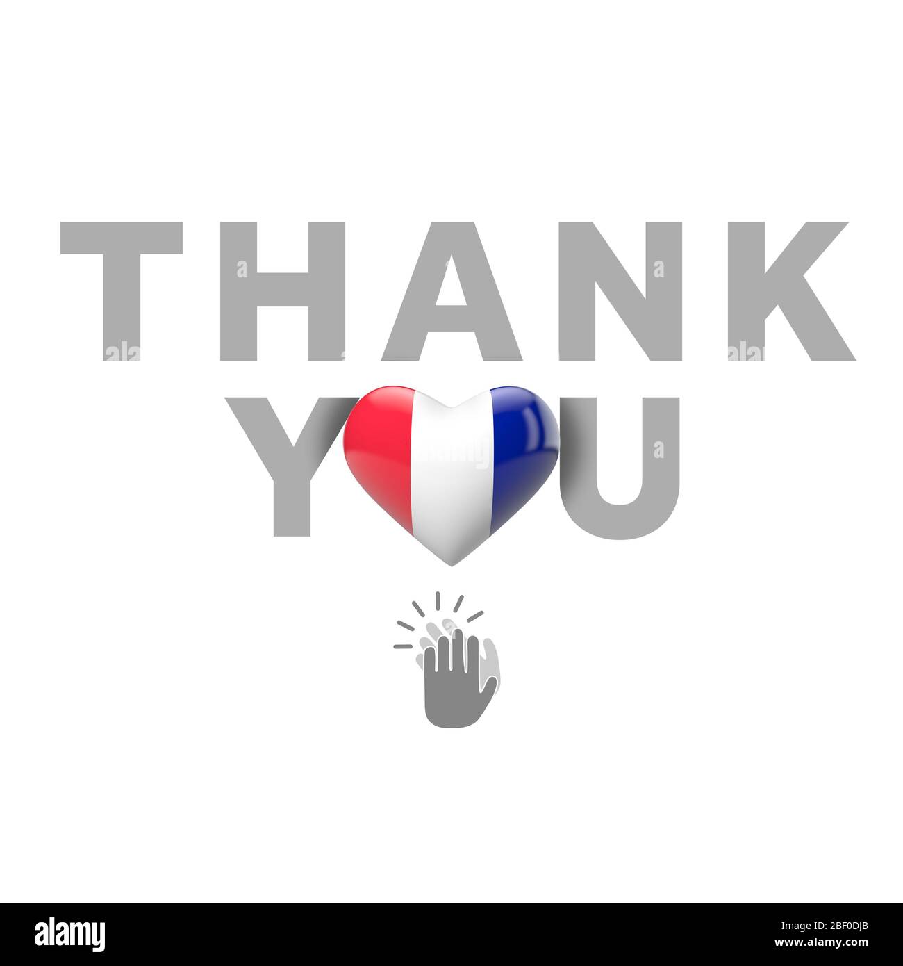 Merci message avec le coeur drapeau France. Rendu tridimensionnel Banque D'Images