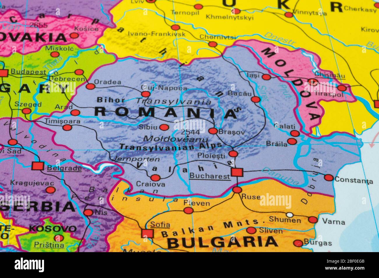 Europe, carte de la Roumanie Banque D'Images