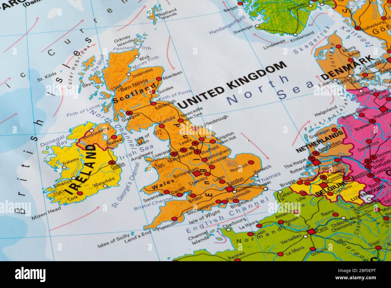 Europe, carte du Royaume-Uni et de l'Irlande Banque D'Images