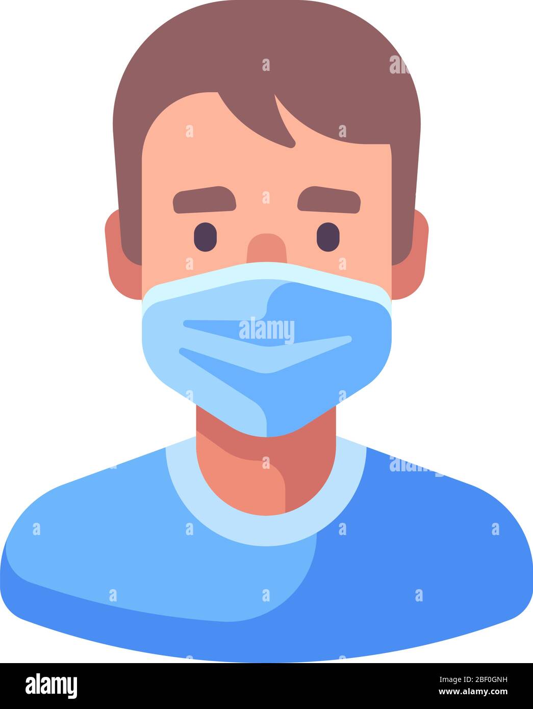 Homme dans le masque médical chirurgical. Illustration plate de la protection antivirus Illustration de Vecteur