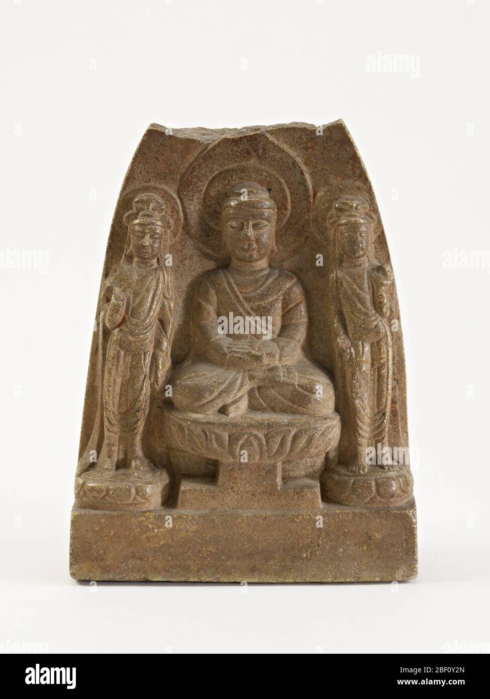 Bouddha assis avec deux bodhisattvas. Bunkio Matsuki (1867-1940) Banque D'Images